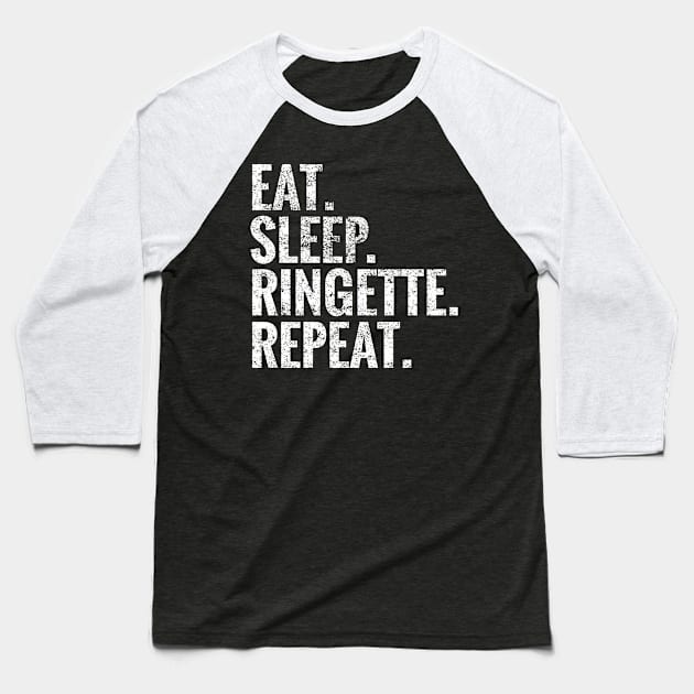 Eat Sleep Ringette Repeat Baseball T-Shirt by TeeLogic